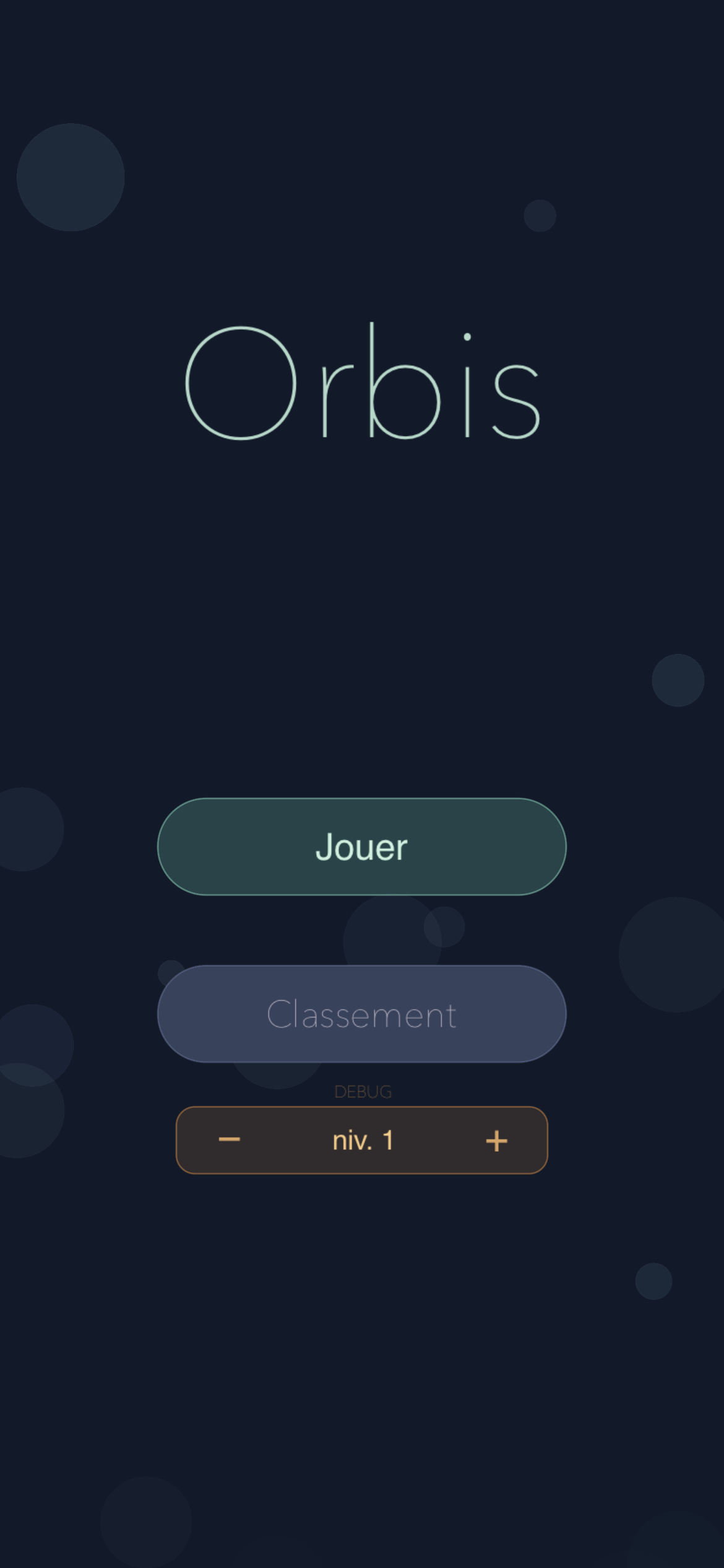 Orbis — Écran d'accueil